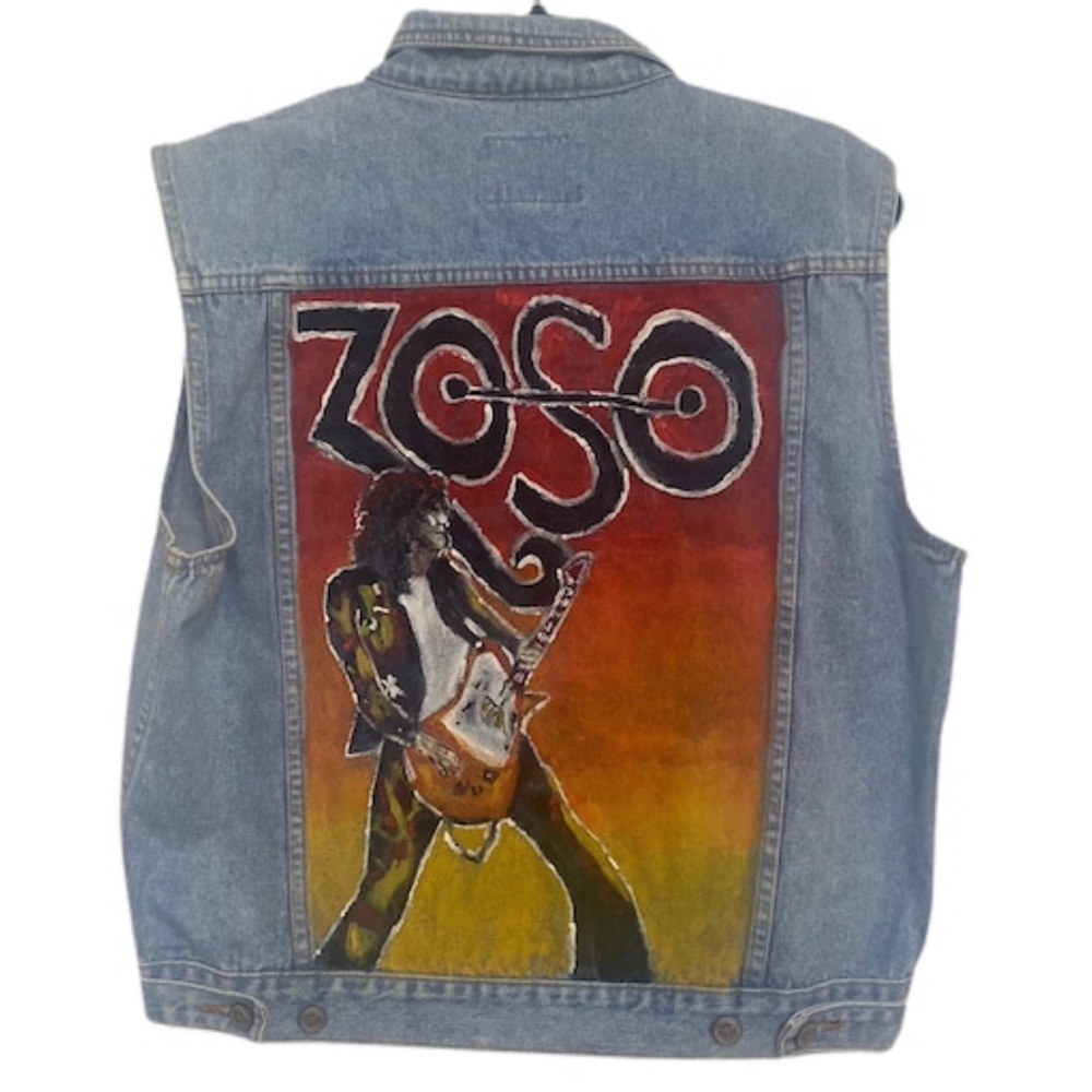 Jimmy Page Zoso Hand Painted Denim Vest